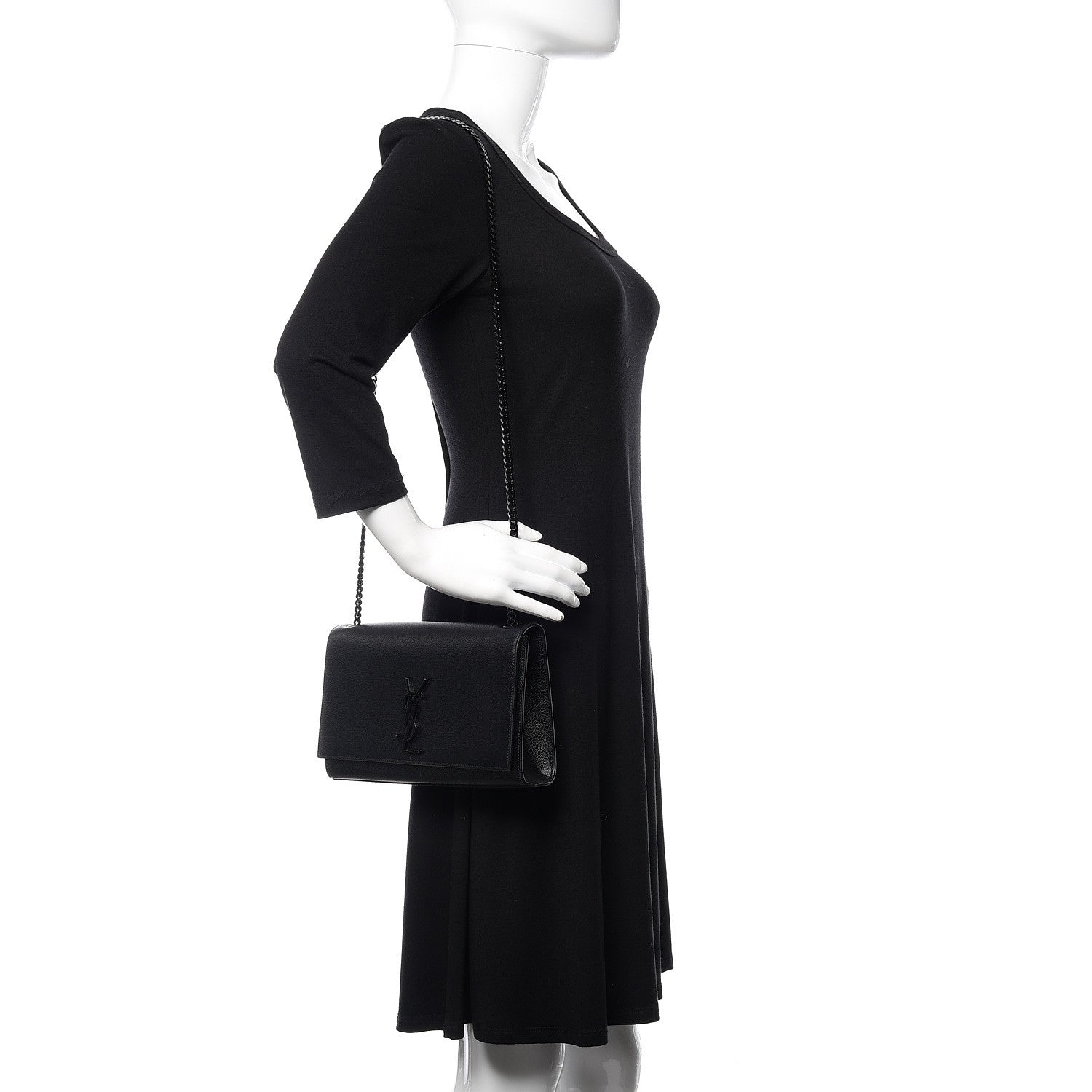 Saint Laurent Grain De Poudre Medium Classic Monogram Kate Satchel Black 2 of 9