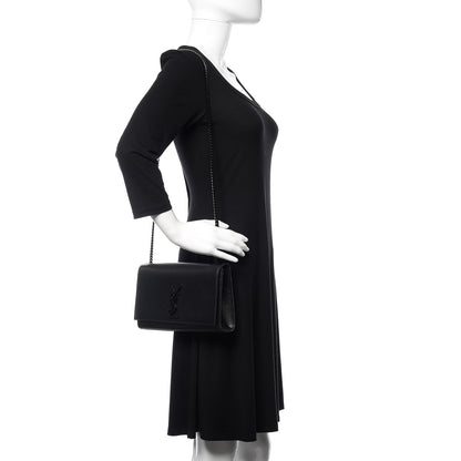 Saint Laurent Grain De Poudre Medium Classic Monogram Kate Satchel Black 2 of 9