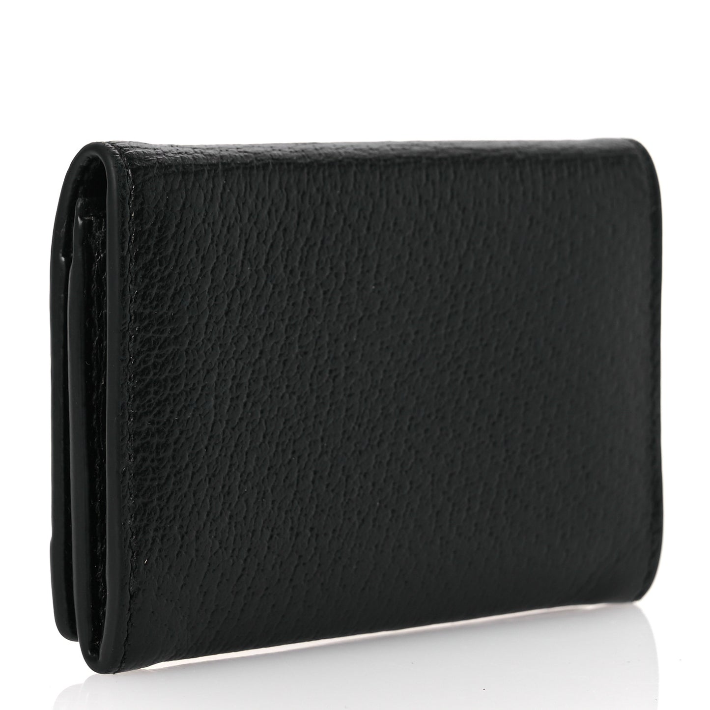 Textured Dollar Calfskin Interlocking G Card Case Black
