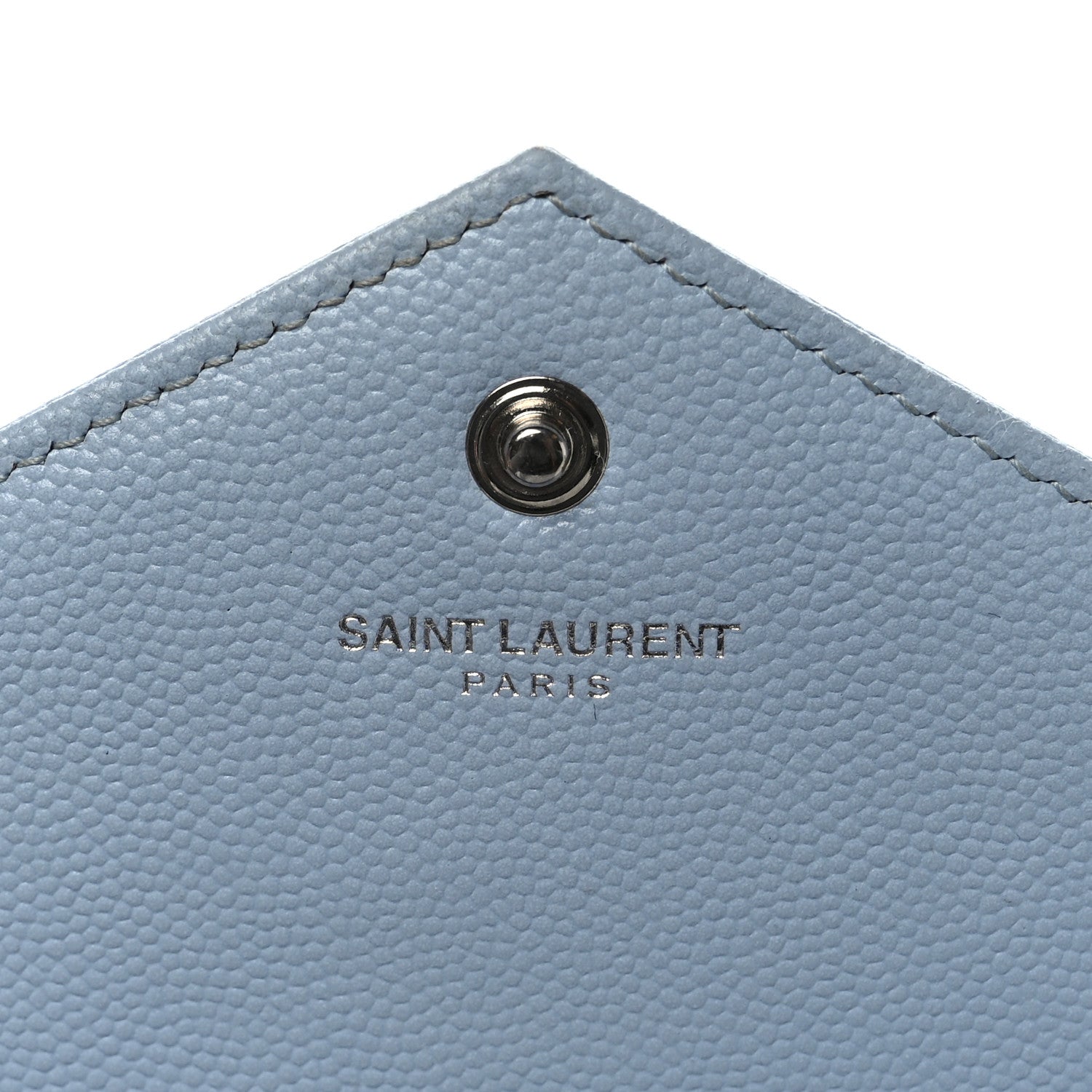 Saint Laurent Grain De Poudre Matelasse Chevron Monogram Chain Wallet Sky Blue 5 of 11