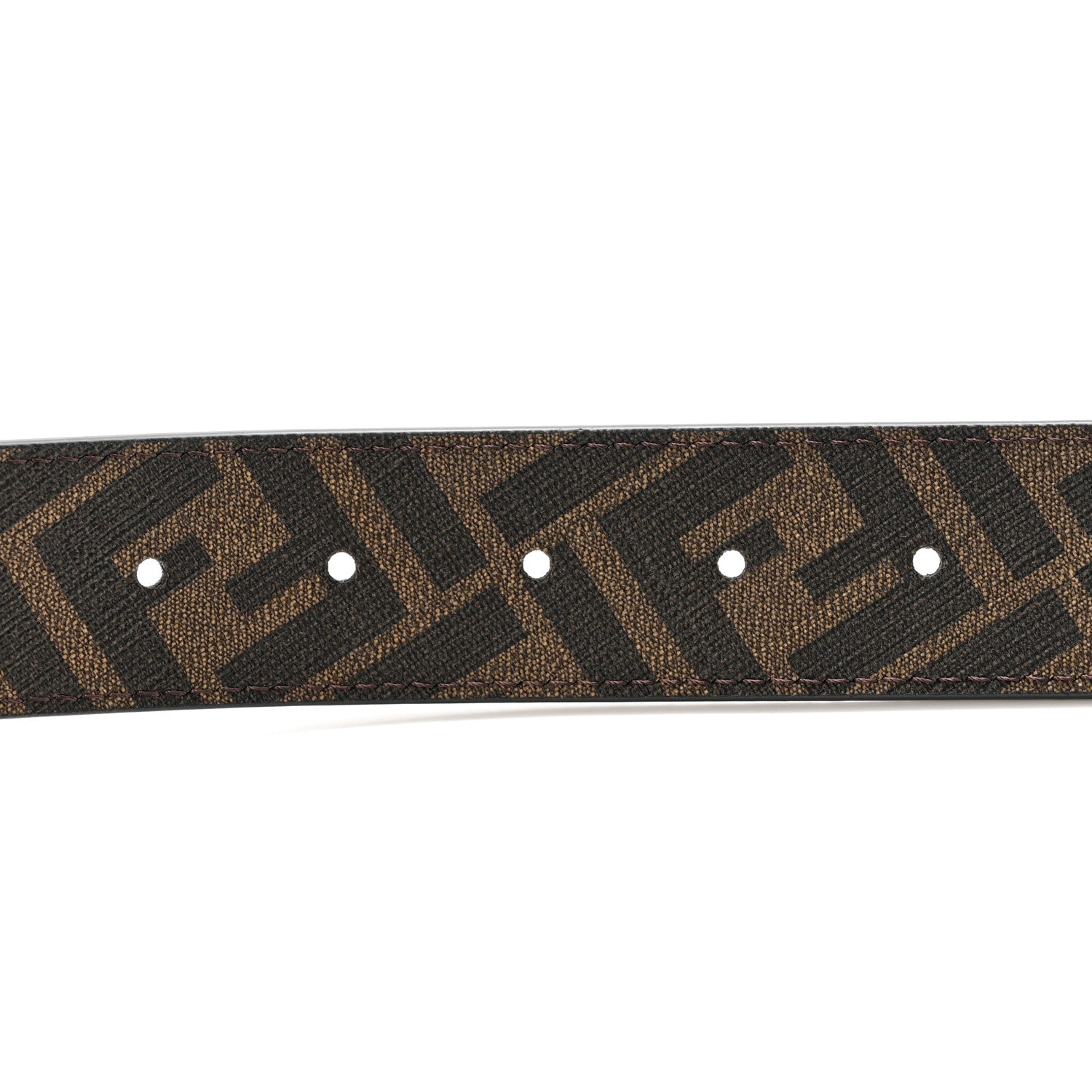 Fendi Cuoio Romano Glazed Fabric Enamel FF 1974 Reversible Belt 85 34 Black Tobacco 6 of 9