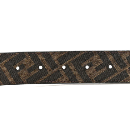 Fendi Cuoio Romano Glazed Fabric Enamel FF 1974 Reversible Belt 85 34 Black Tobacco 6 of 9