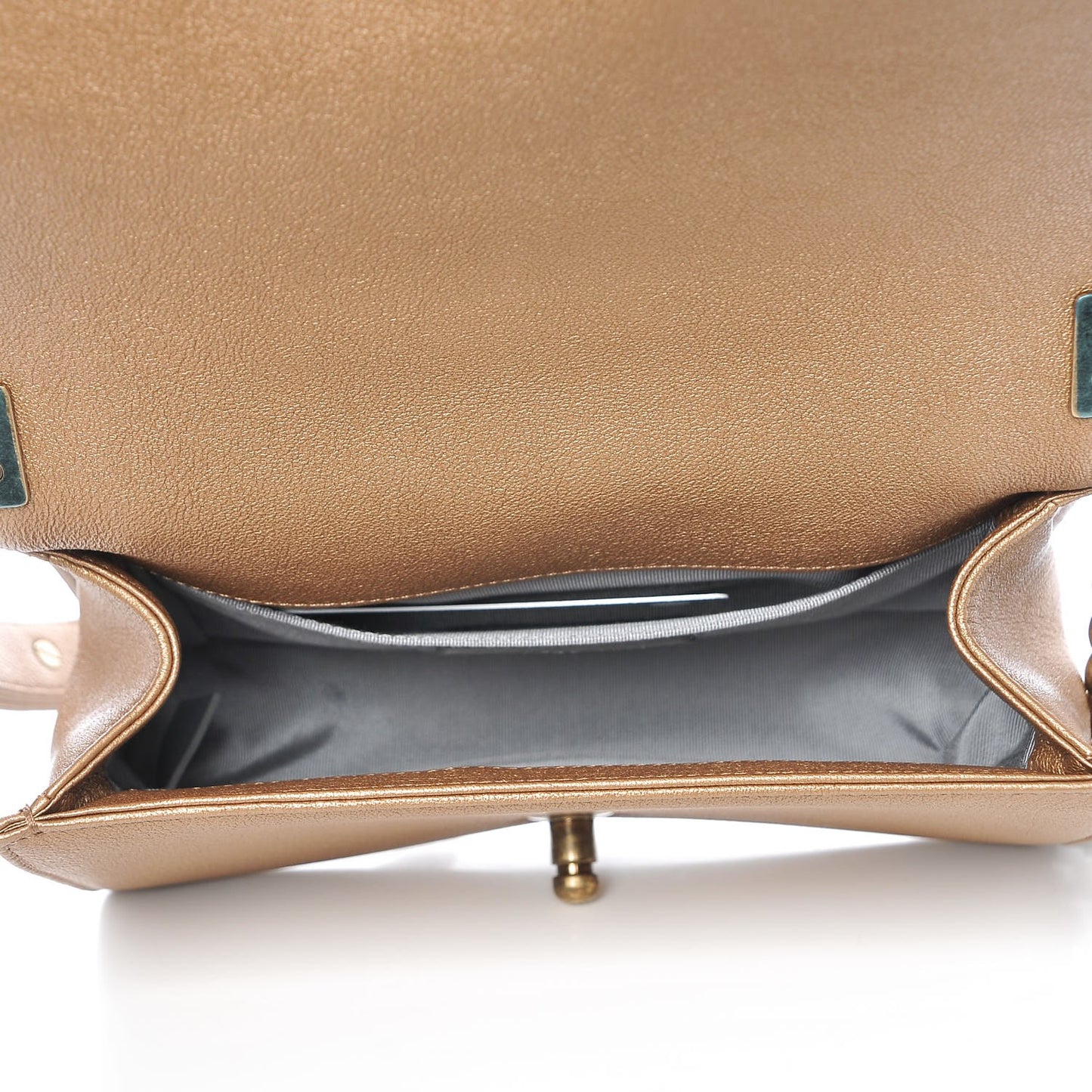 Metallic Lambskin Small Golden CC Boy Flap Dark Gold