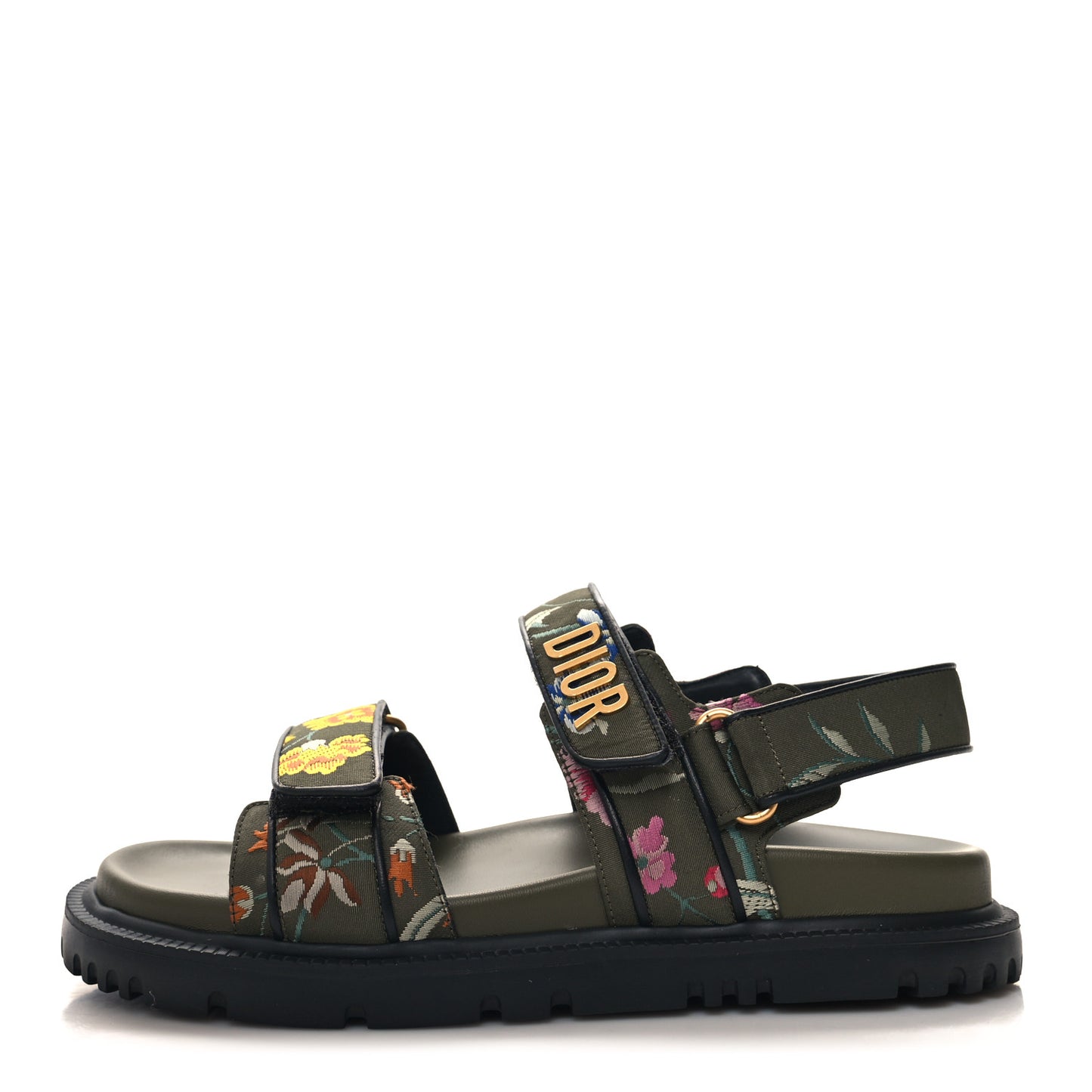 Technical Fabric Petites Fleurs Print Dioract Sandals 37 Kaki