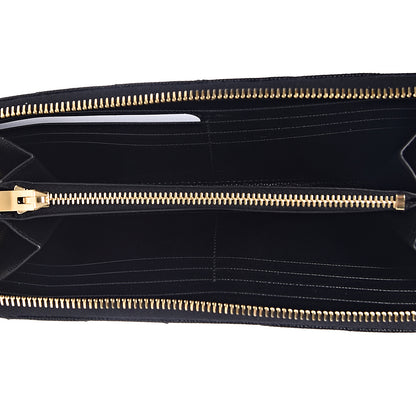 Saint Laurent Grain De Poudre Matelasse Chevron Monogram Zip Around Wallet Black 5 of 9