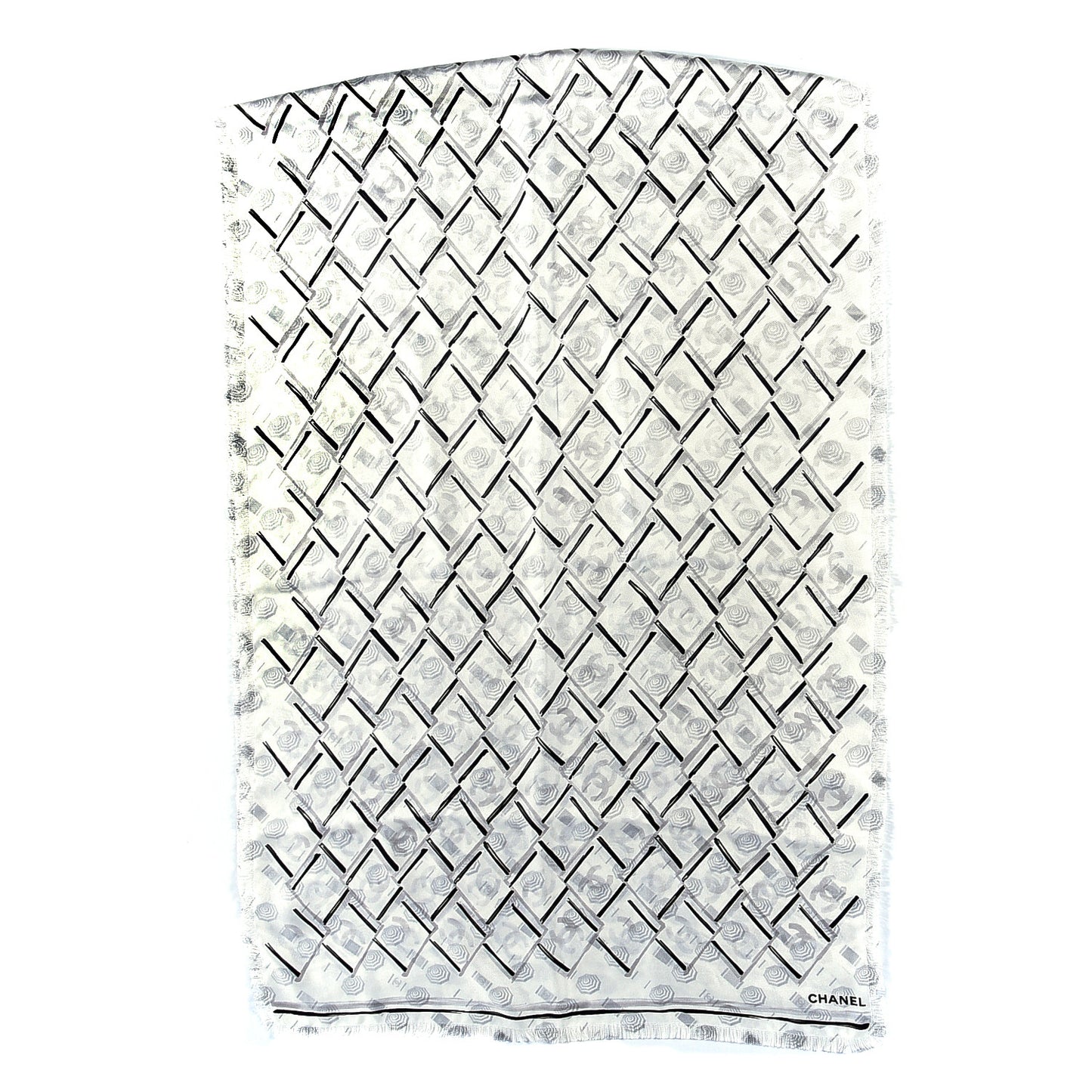 Silk CC Umbrella Print Scarf Grey