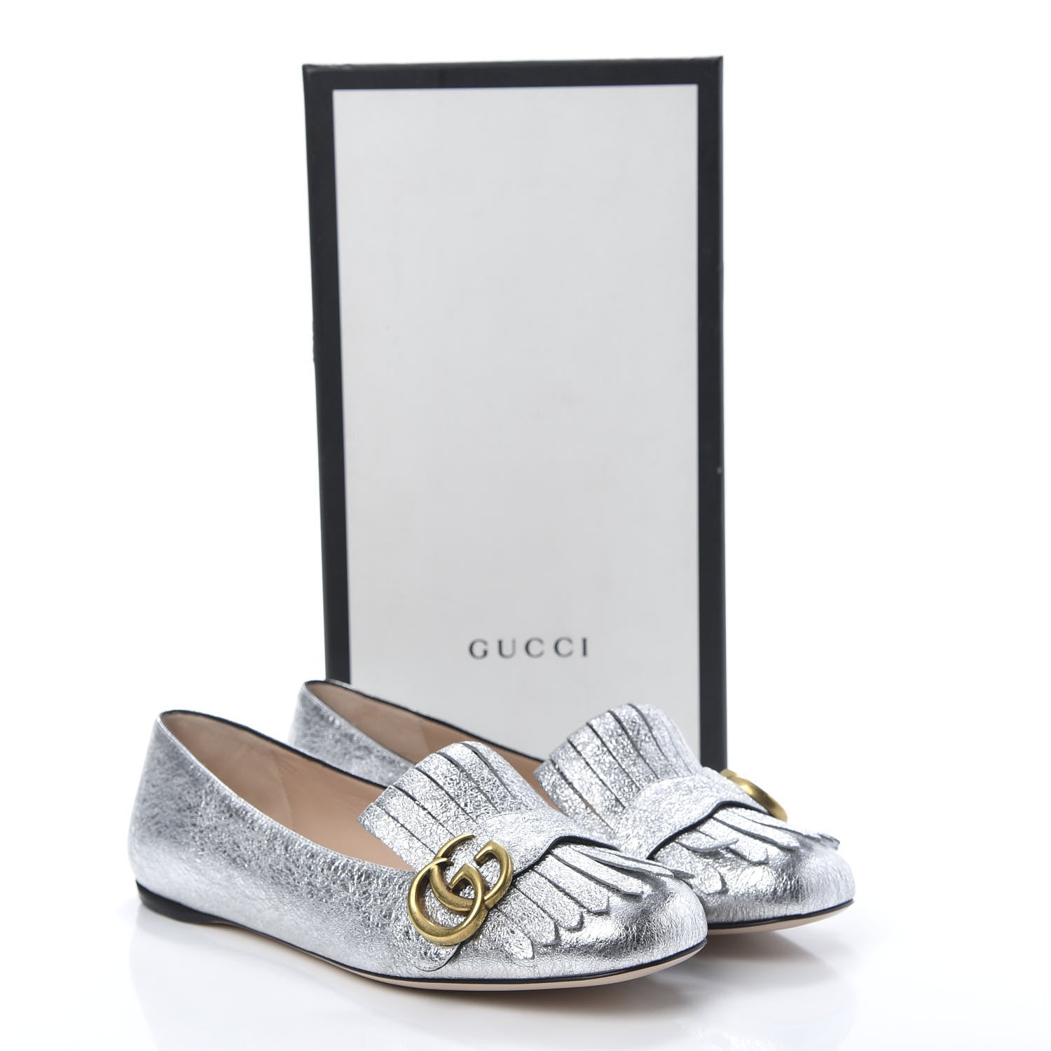 Gucci Galassia GG Marmont Fringe Flats 39 Argento 8 of 8