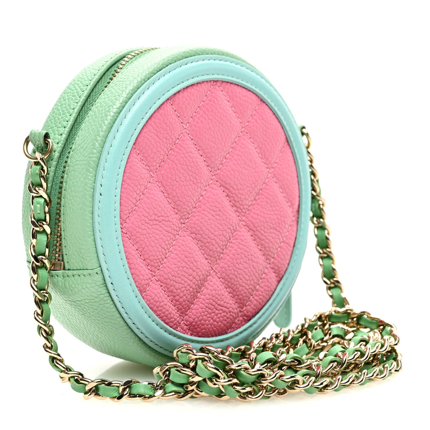 Chanel Caviar Quilted Round Filigree Crossbody Pink Blue Green 2 of 10