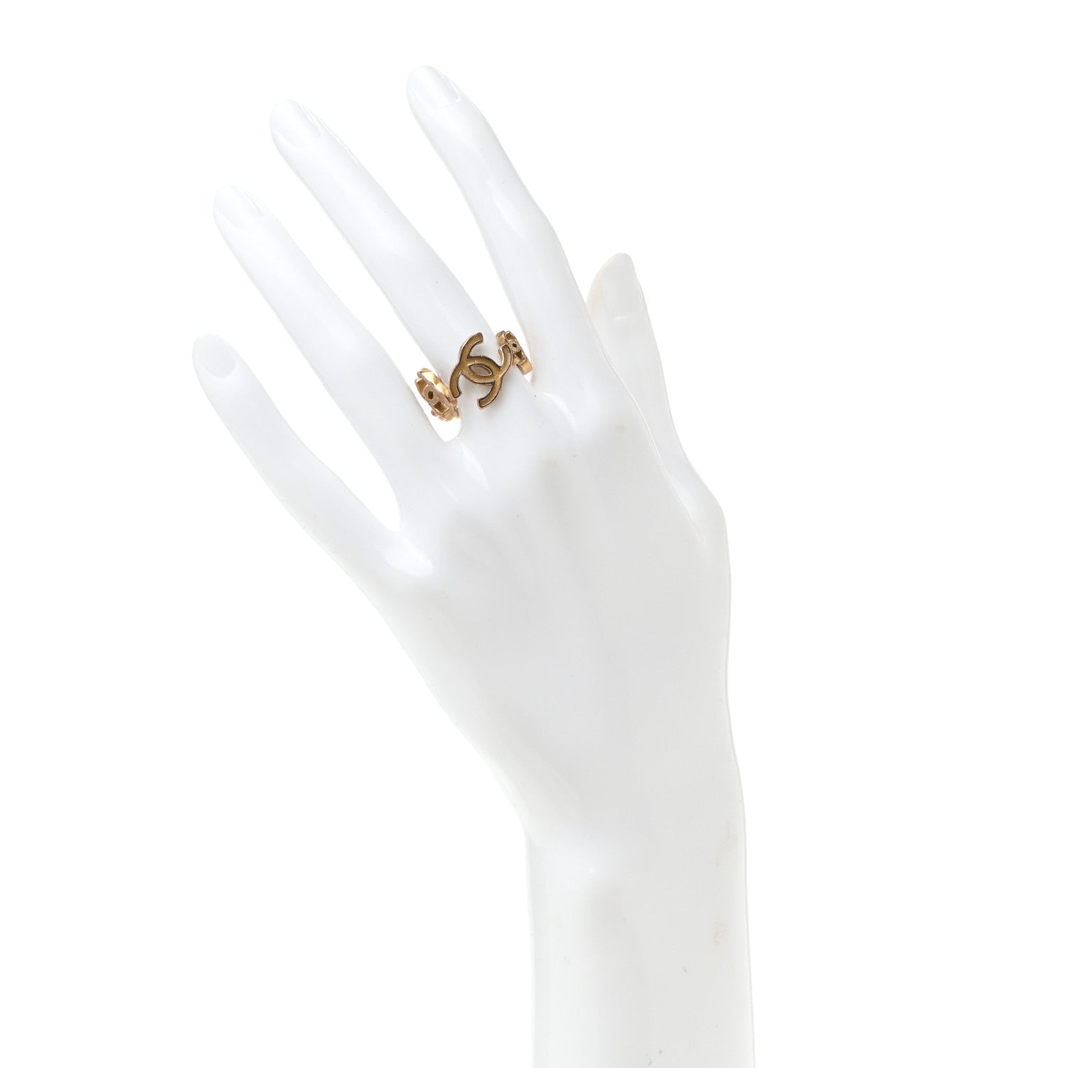 Chanel Metal Enamel CC Ring 52 6 Gold 2 of 5