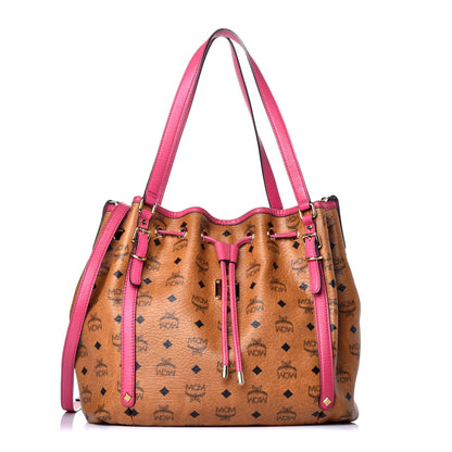 MCM Visetos Drawstring Shopper Cognac Pink 1 of 8