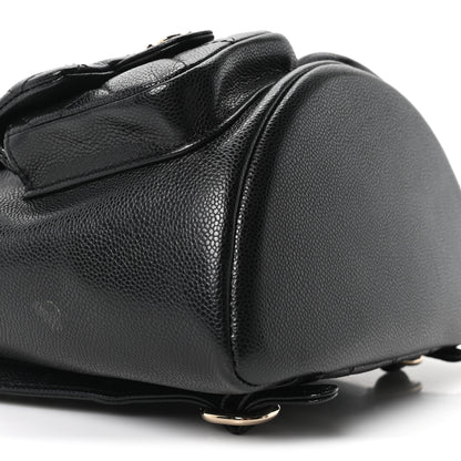 Chanel Shiny Caviar Quilted Medium Duma Pockets Drawstring Backpack Black 8 of 10