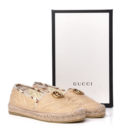 Gucci Straw Elaphe Matelasse GG Marmont Espadrilles 38 Natural Cream Brown 11 of 11