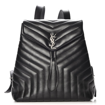 Saint Laurent Calfskin Y Quilted Monogram Medium Loulou Backpack Black 1 of 7