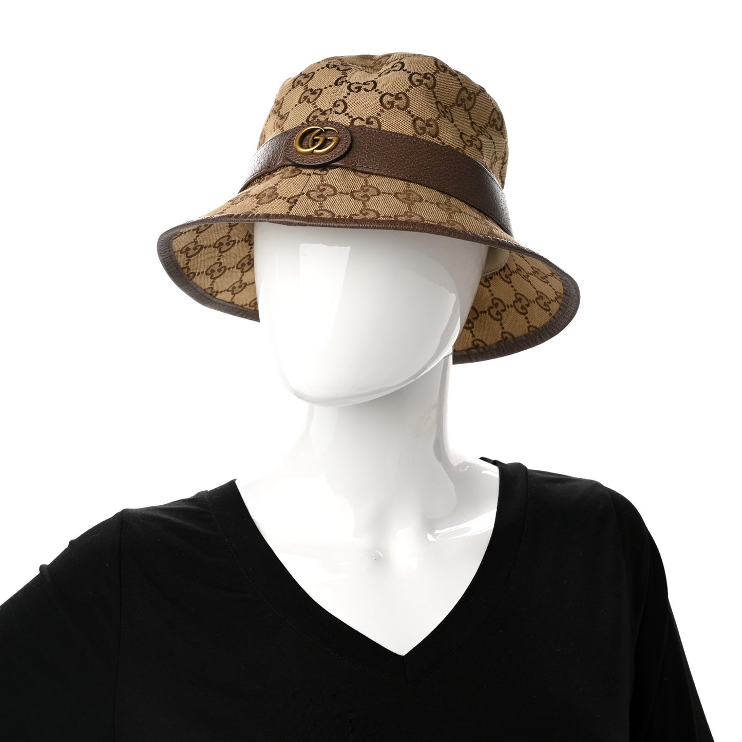 Monogram Textured Dollar Calfskin GG Jago Bucket Hat S Cacao Beige