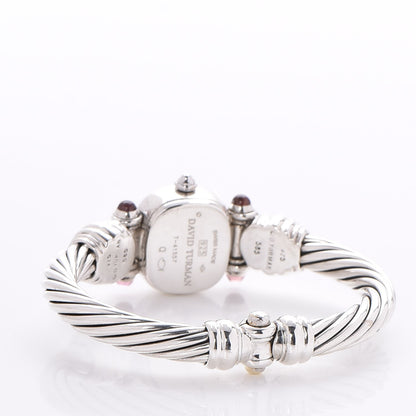 David Yurman Sterling Silver Diamond Bezel Pink Mother of Pearl Pink Tourmaline 21mm Classic Cable Quartz Watch 3 of 7