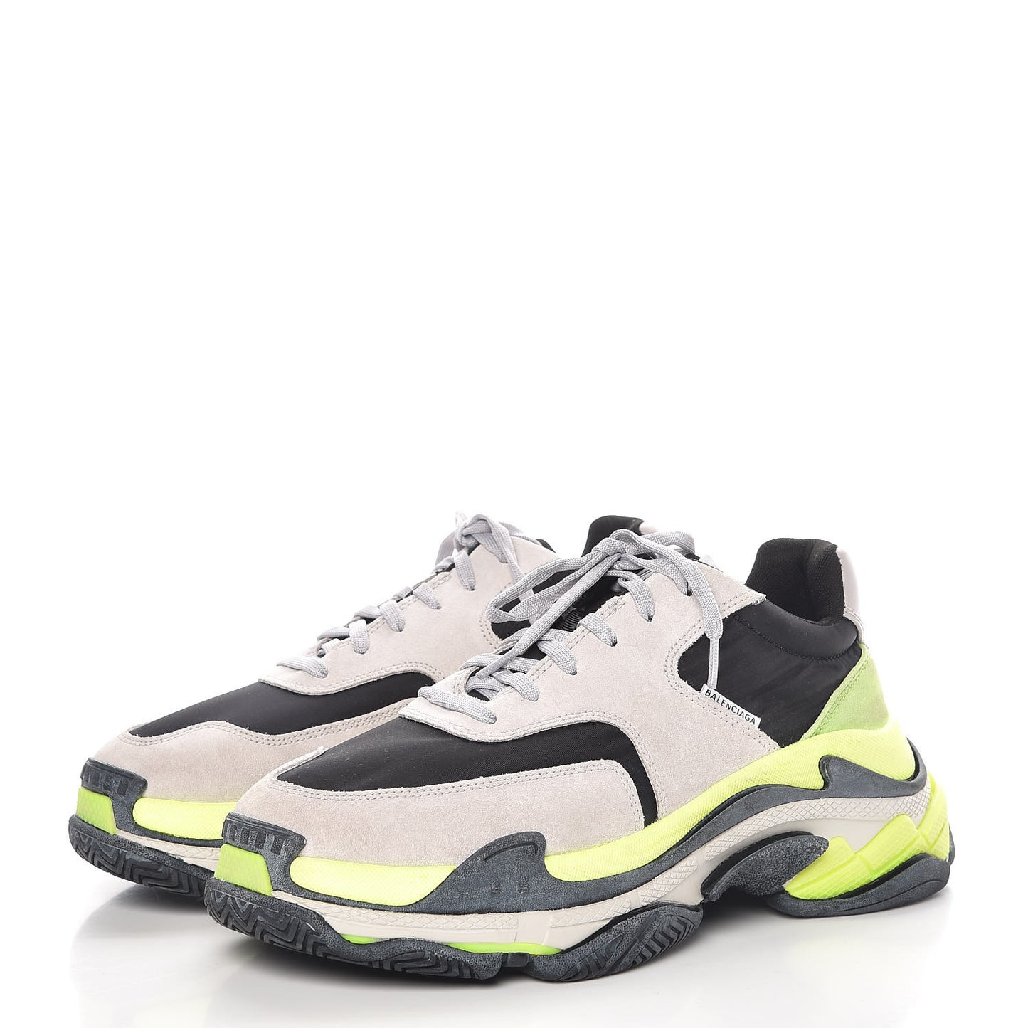 Nylon Suede Mens Triple S 2.0 Sneakers 43 Gris Black Jaune Fluo