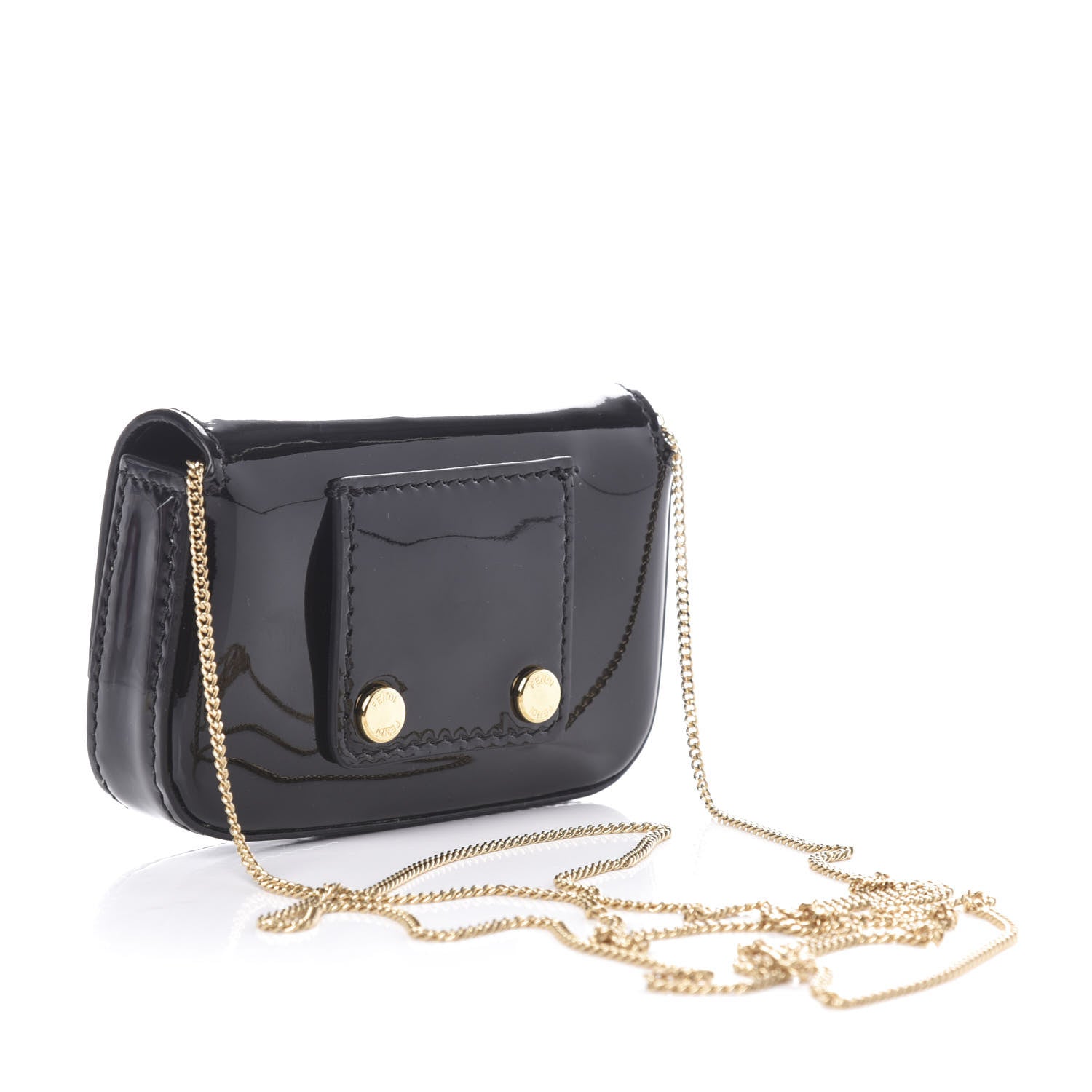 Fendi Vitello Vernice Mou Nano Baguette Belt Charm Black 3 of 8