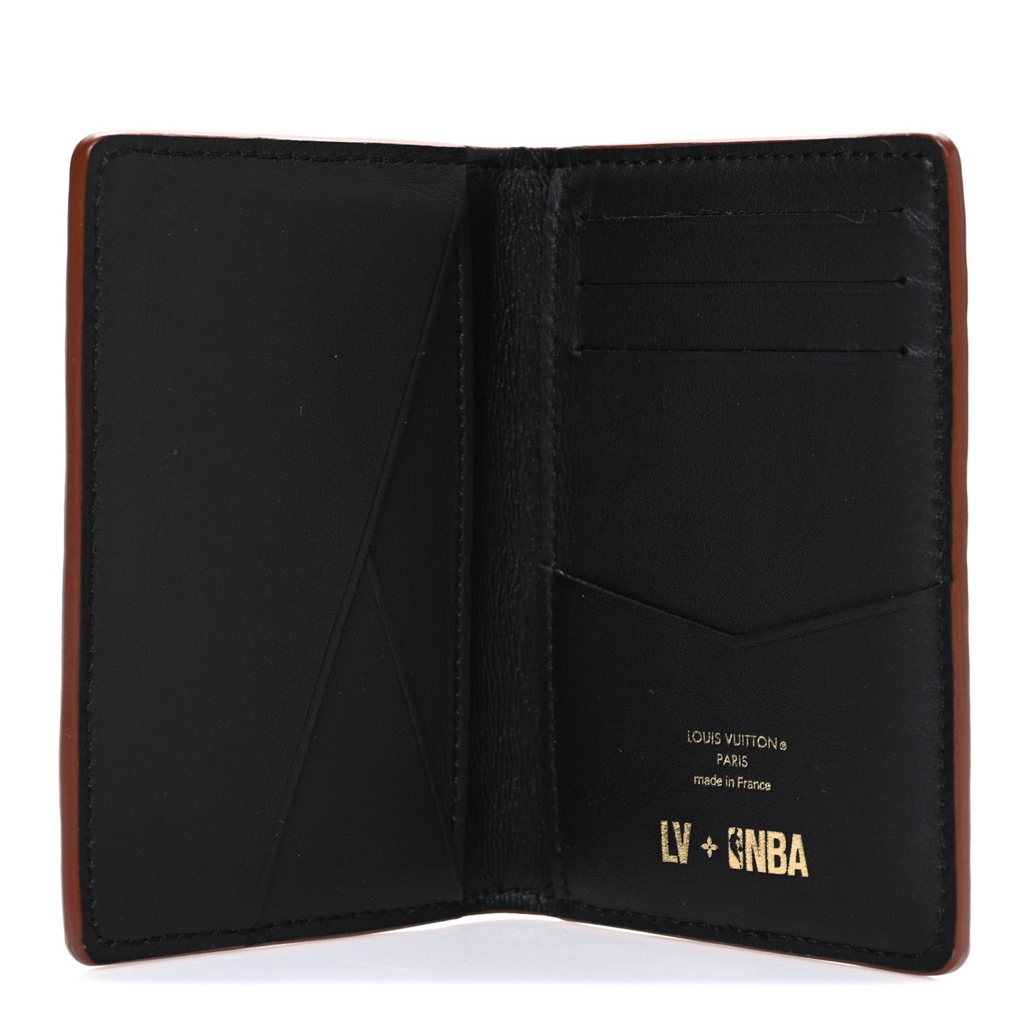 X NBA Grained Calfskin Monogram Pocket Organizer Brick Orange
