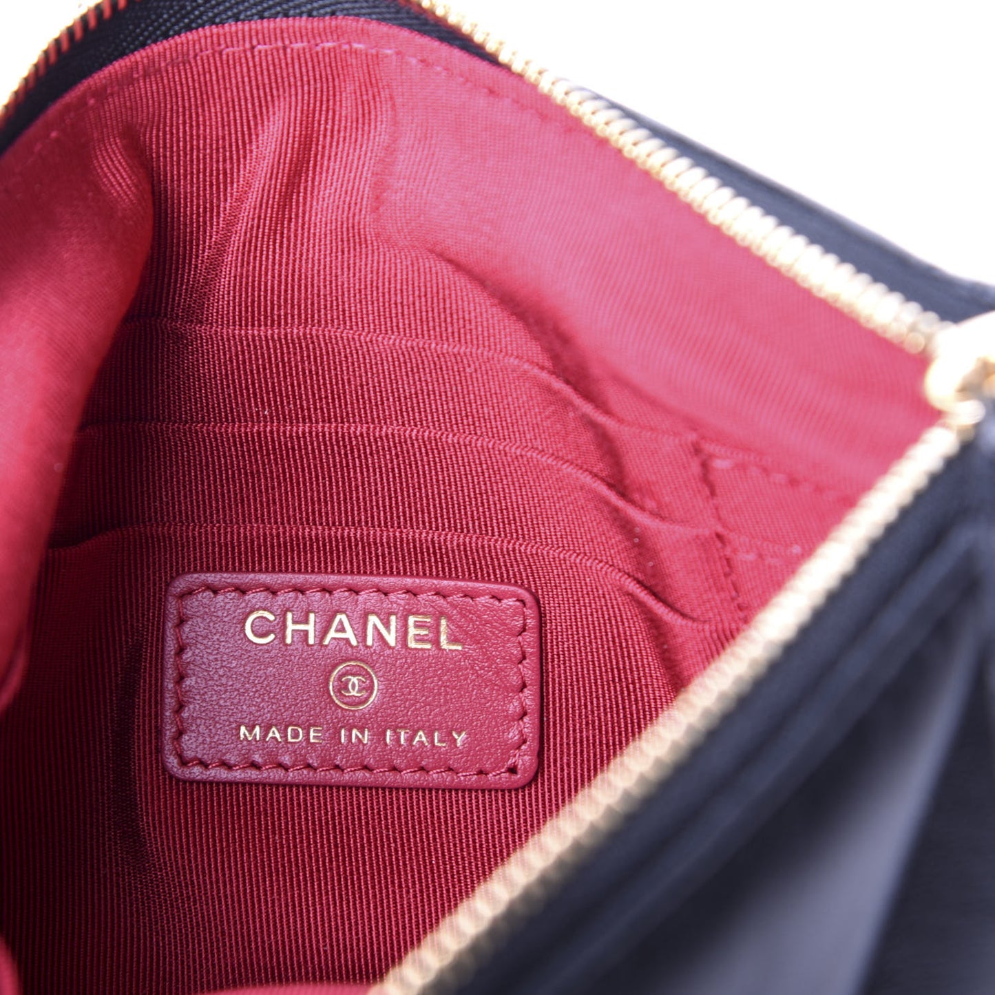 Goatskin Quilted 19 Cosmetic Case Black