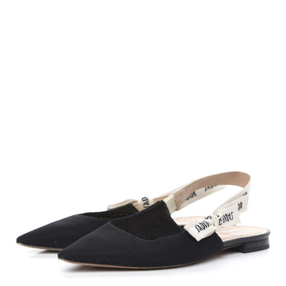 Christian Dior Technical Canvas Ribbon J'Adior Slingback Ballet Flats 37.5 Black 3 of 9