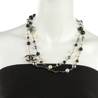 Chanel Pearl Beaded CC Long Necklace Black 2 of 5