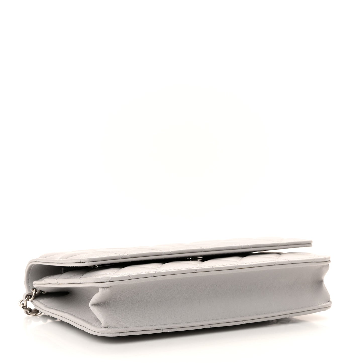 Lambskin Quilted Wallet On Chain WOC Grey