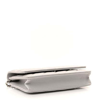 Chanel Lambskin Quilted Wallet On Chain WOC Grey 4 of 12
