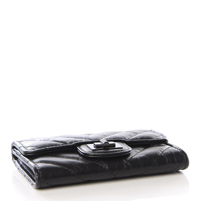 Chanel Aged Calfskin Chevron Quilted Reissue Card Holder Wallet So Black 2 of 10