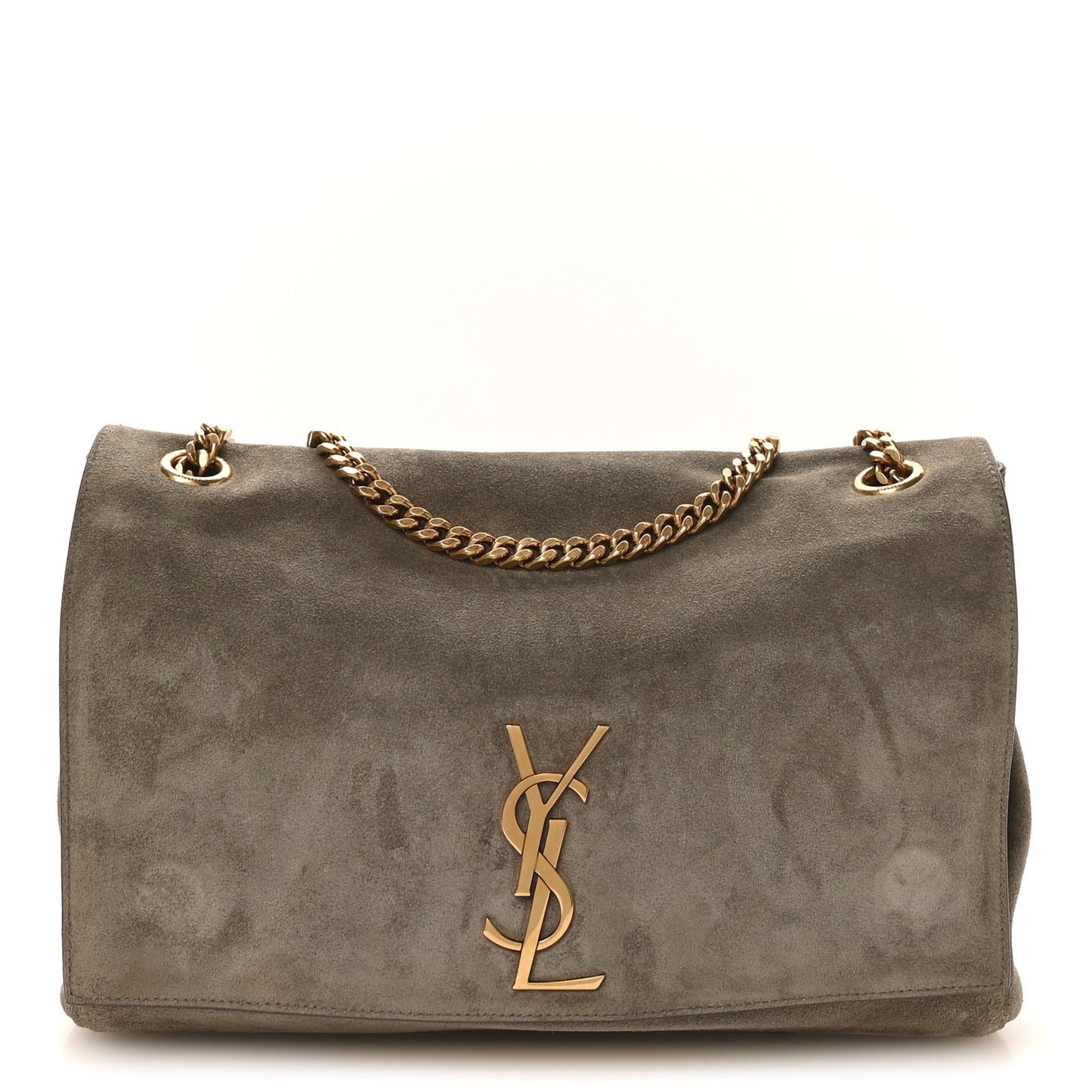 Smooth Calfskin Suede Medium Reversible Monogram Kate Satchel Olive
