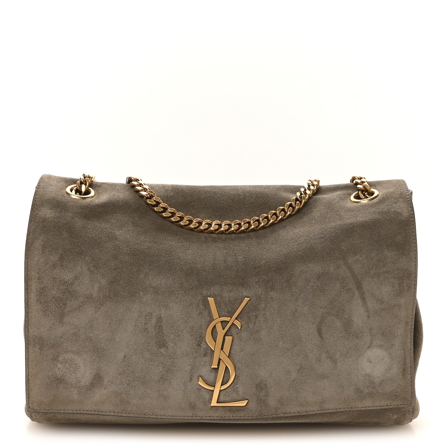 Saint Laurent Smooth Calfskin Suede Medium Reversible Monogram Kate Satchel Olive 3 of 18
