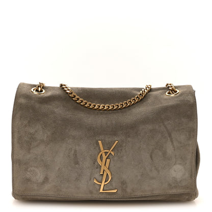 Saint Laurent Smooth Calfskin Suede Medium Reversible Monogram Kate Satchel Olive 3 of 18