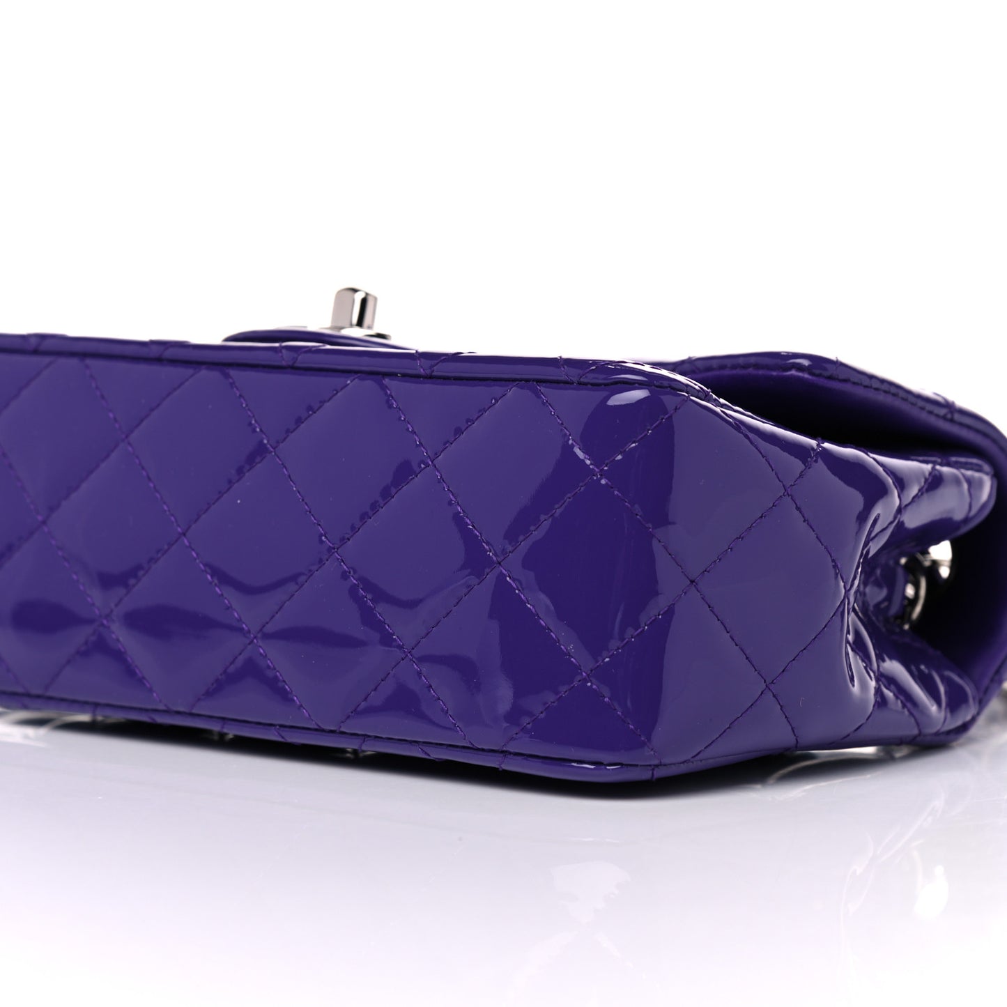 Patent Quilted Mini Rectangular Flap Purple