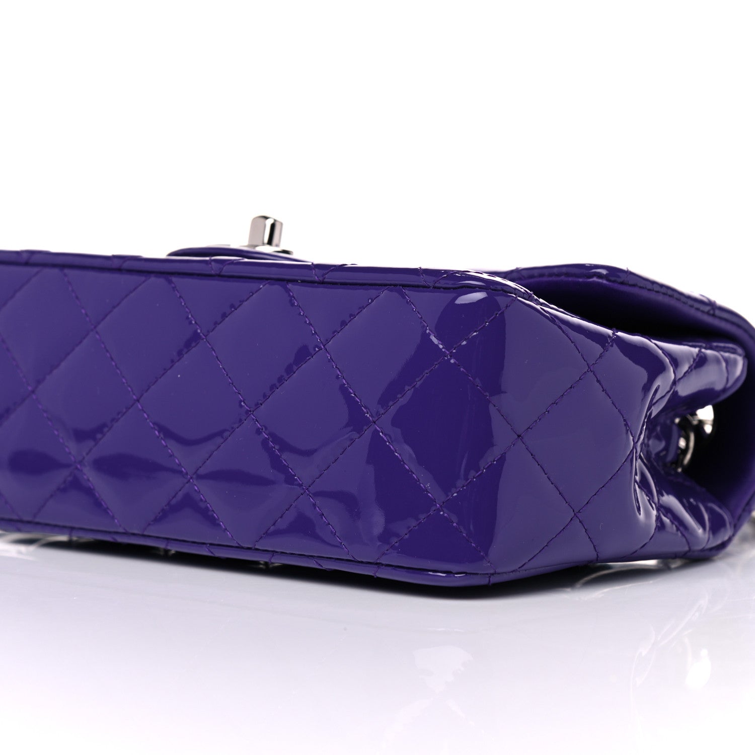 Chanel Patent Quilted Mini Rectangular Flap Purple 9 of 9