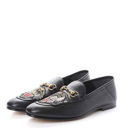 Gucci Goatskin Tiger Embroidered Mens Horsebit Loafers 8.5 Black 3 of 7