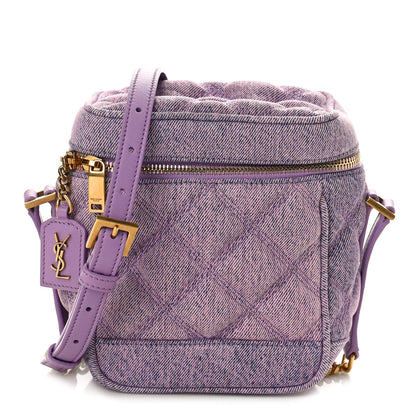 Saint Laurent Denim Quilted 80's Vanity Bag Bleached Lilac 1 of 8