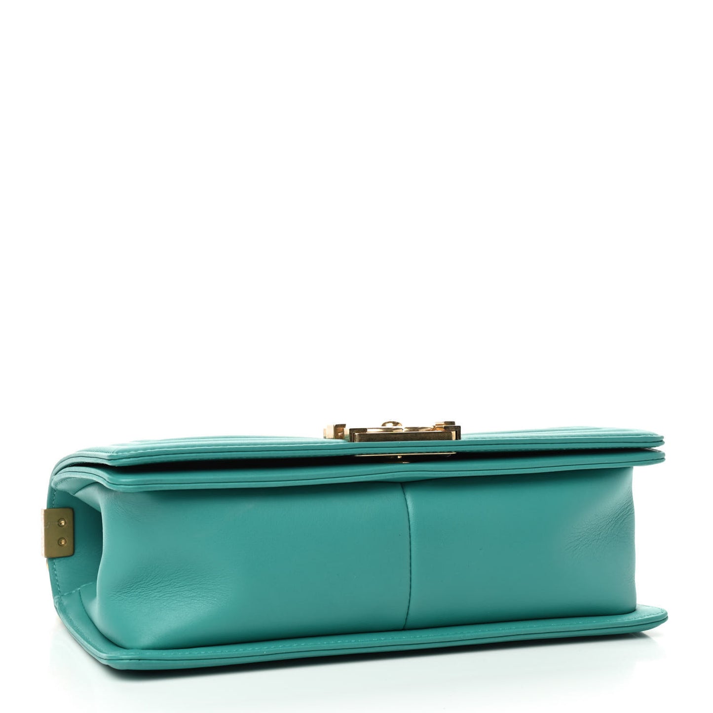 Calfskin Quilted Medium Boy Flap Turquoise