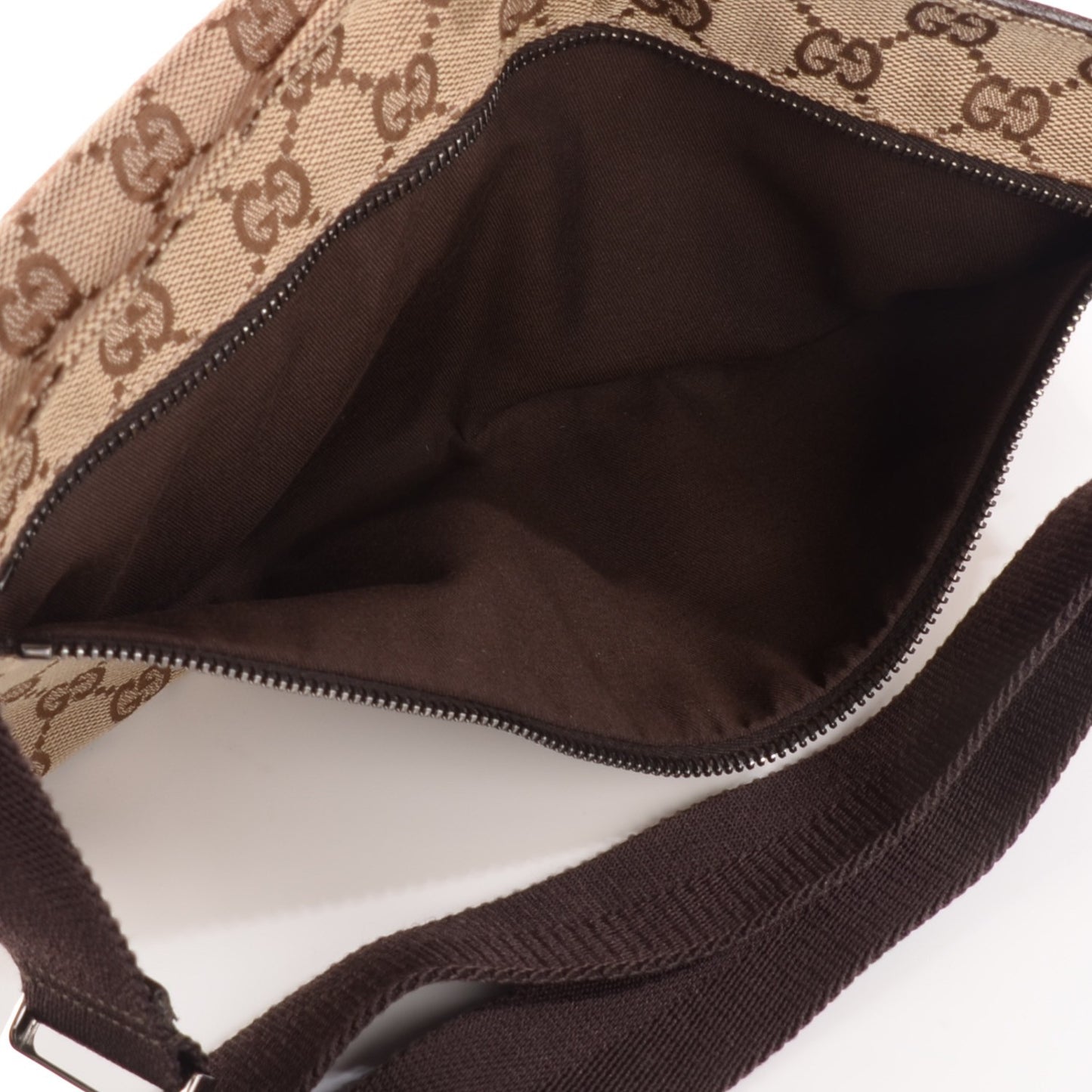 GG Monogram Double Pocket Belt Bag Dark Brown