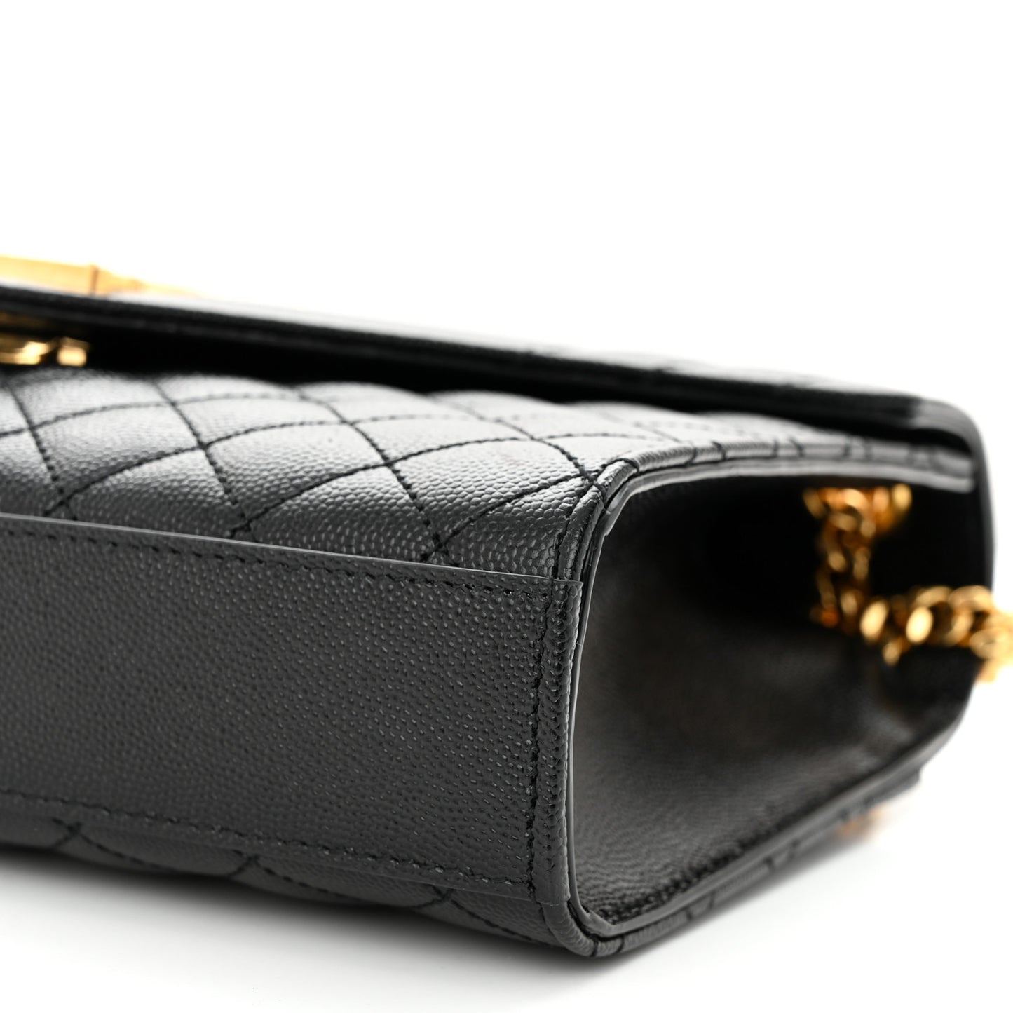 Grain De Poudre Textured Mixed Matelasse Triquilt Medium Monogram Satchel Black