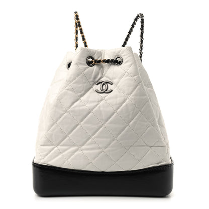 Chanel Aged Calfskin Quilted Gabrielle Backpack Black White 1 of 8
