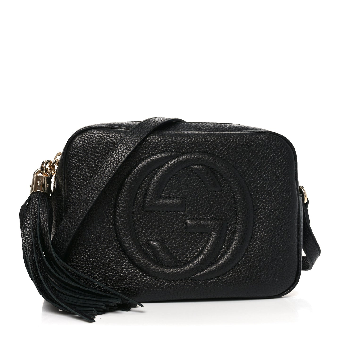 Pebbled Calfskin Small Soho Disco Bag Black