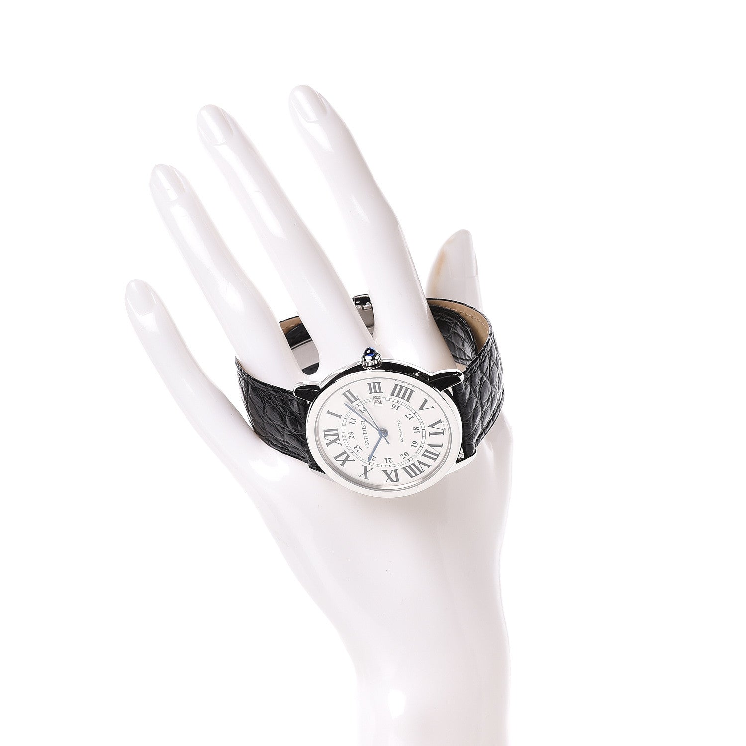 Cartier Stainless Steel Alligator 42mm Ronde Solo Automatic Watch 2 of 9