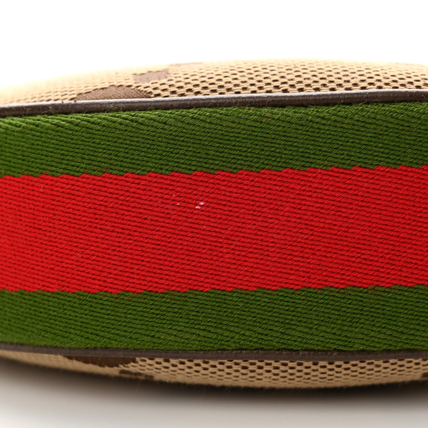 Gucci Monogram Jumbo GG Textured Dollar Calfskin Web Mini Ophidia Half Moon Hobo Camel Ebony New Acero 10 of 11