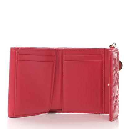 Christian Dior Patent Cannage Lady Dior Lotus Wallet Red 5 of 9