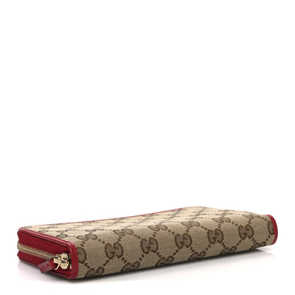 Gucci Monogram Dollar Calfskin Zip Around Wallet Beige Ebony Rosso 4 of 7
