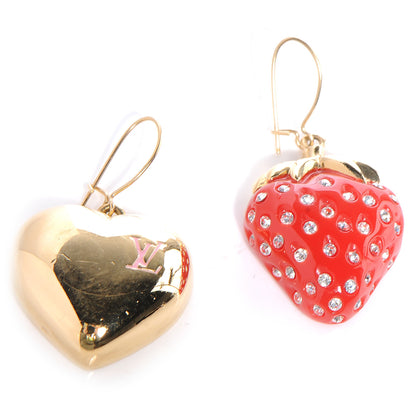 Louis Vuitton Fraises Strawberry Heart Earrings 1 of 5