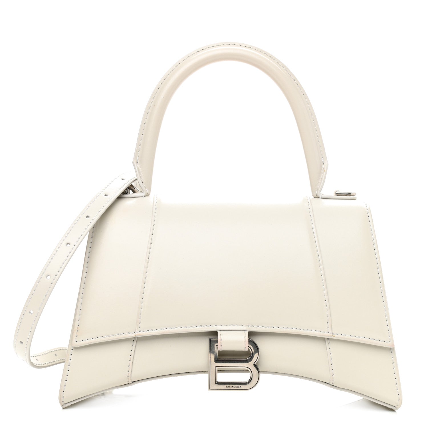Balenciaga Shiny Box Calfskin Small Hourglass Top Handle Bag Chalky White 1 of 8
