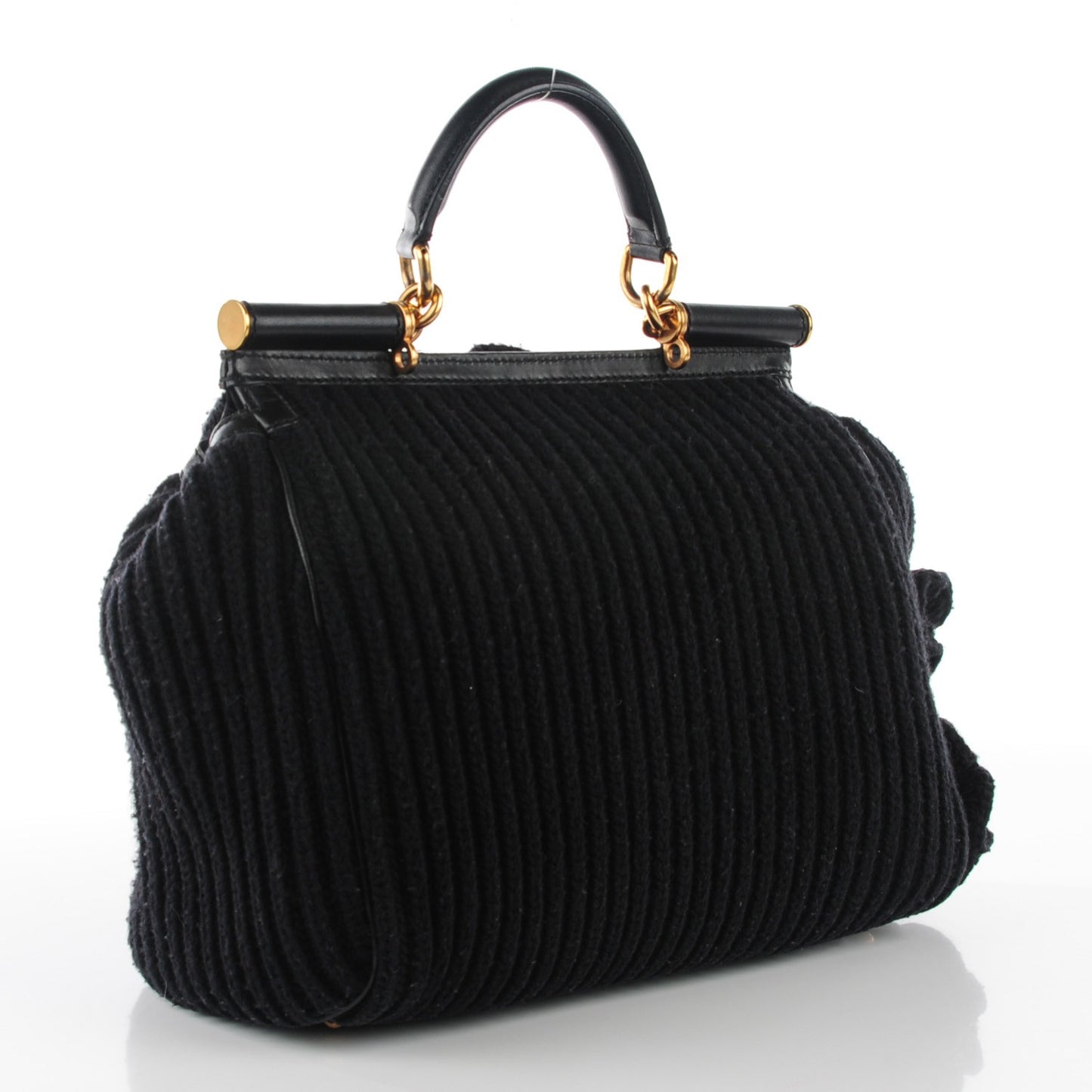 Wool Crocheted Miss Sicily Satchel Black