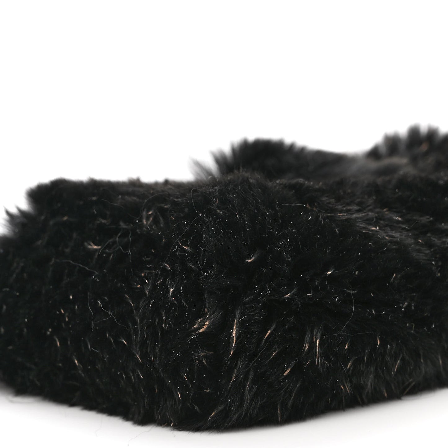 Rabbit Fur Small Clutch With Chain Black