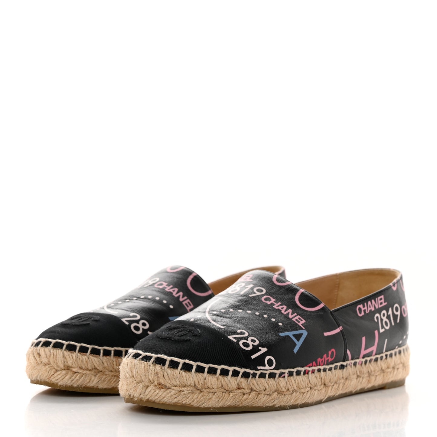 Lambskin Grosgrain Printed Espadrilles 38 Multicolor Black