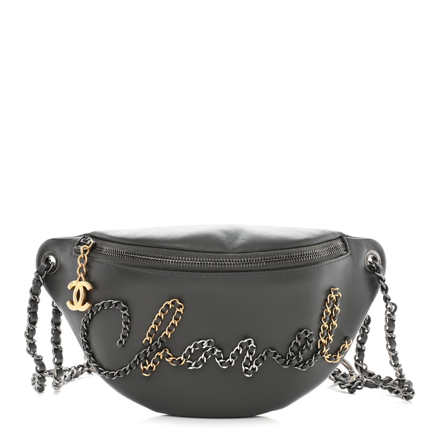 Calfskin Chain 20s Signe Waist Bag Grey